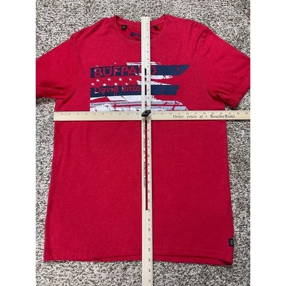 Buffalo David Bitton Vintage Collection Mens Graphic T-Shirt Red Stretch L New - Picture 3 of 11